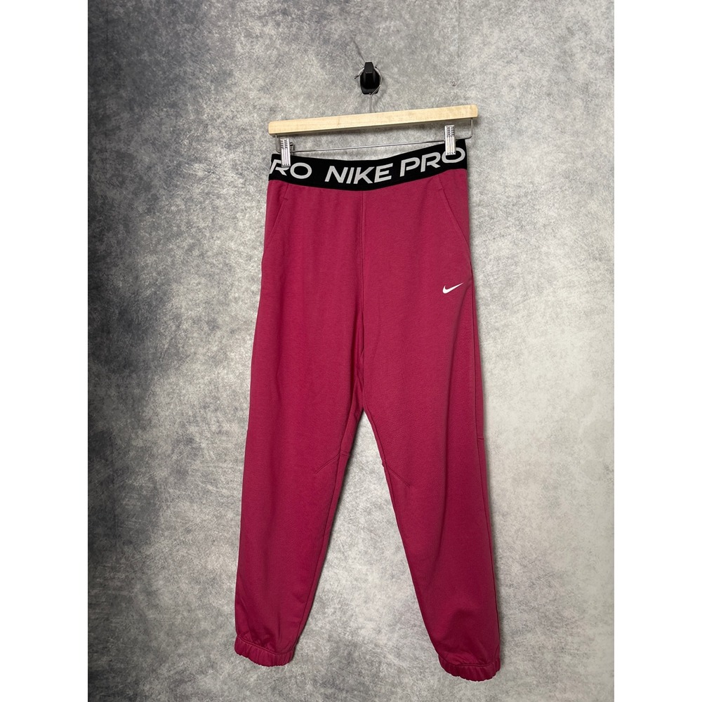 Nike Pro Kids Jogger Sweatpants Pink White Logo Athletic Training Pants Sz Large